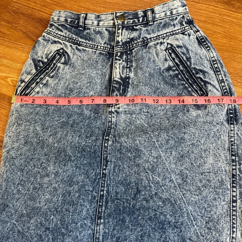 Vintage 80s Mizz Lizz Acid Wash Denim Skirt - Picture 6 of 7